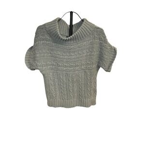 Express Gray Cable Knit Short Sleeve Cowl Neck Sweater Size Small